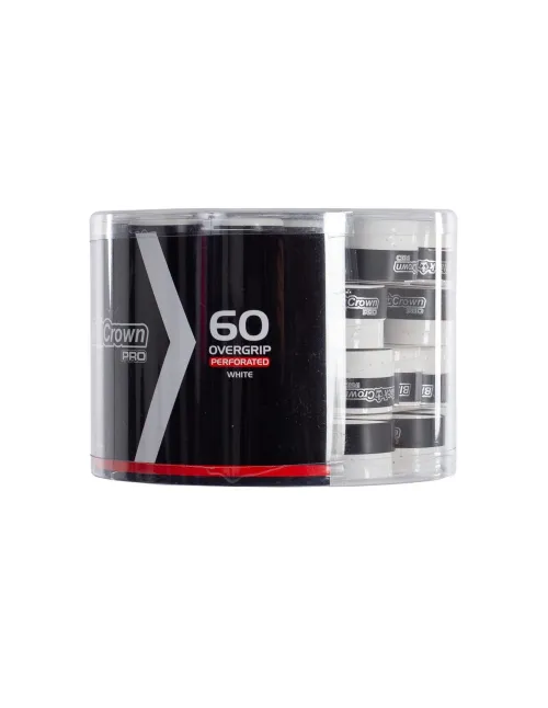 Cubo x60 Overgrips Perforados Black Crown A000456 Blanco | Ofertas de pádel